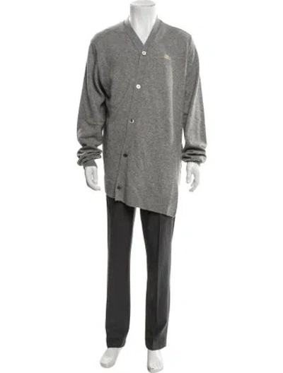 Pre-owned Comme Des Garçons Wool V-neck Cardigan In Gray