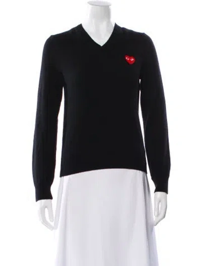 Pre-owned Comme Des Garçons Wool V-neck Sweater In Black