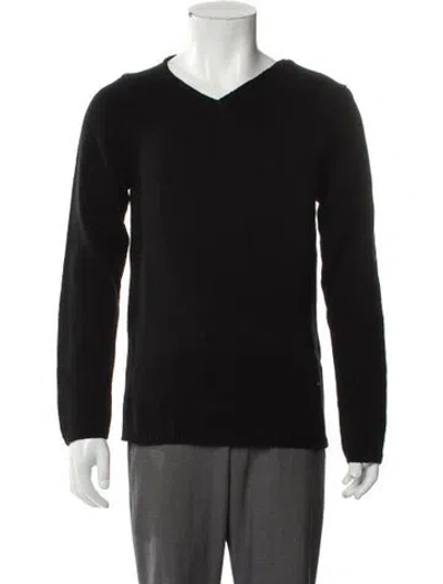 Pre-owned Comme Des Garçons Wool V-neck Sweater In Black