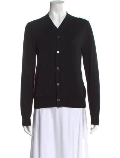 Pre-owned Comme Des Garçons Wool V-neck Sweater In Black
