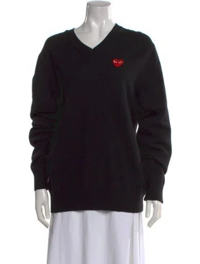 Pre-owned Comme Des Garçons Wool V-neck Sweater In Black