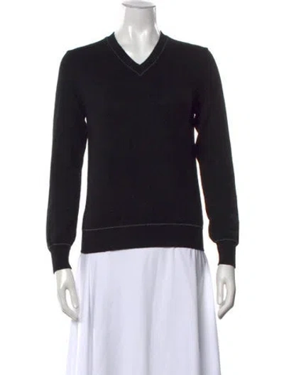 Pre-owned Comme Des Garçons Wool V-neck Sweater In Black