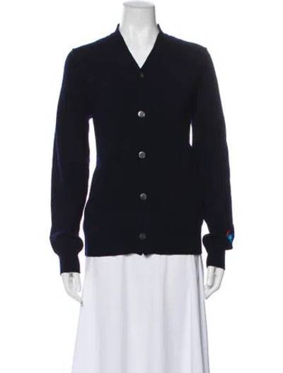 Pre-owned Comme Des Garçons Wool V-neck Sweater In Blue