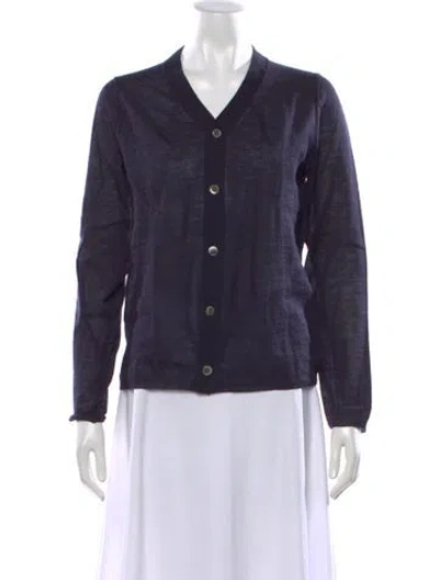 Pre-owned Comme Des Garçons Wool V-neck Sweater In Blue