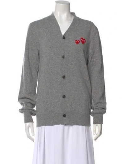 Pre-owned Comme Des Garçons Wool V-neck Sweater In Gray