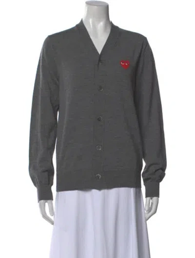 Pre-owned Comme Des Garçons Wool V-neck Sweater In Gray