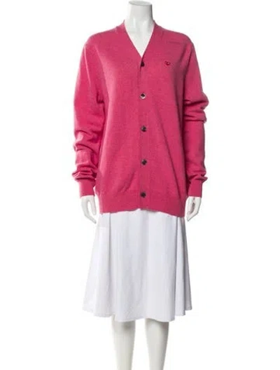 Pre-owned Comme Des Garçons Wool V-neck Sweater In Pink