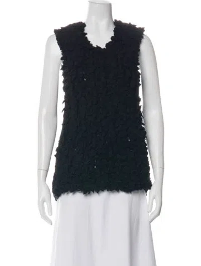 Pre-owned Comme Des Garçons Wool V-neck Top In Black