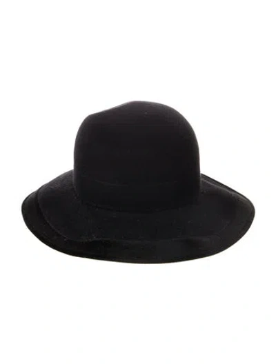 Pre-owned Comme Des Garçons Wool Wide Brim Hat In Black