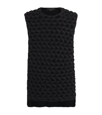Comme Des Garçons Wool-blend Crochet Sweater Vest In Black