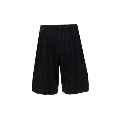 Comme Des Garçons Wool-blend Serge Shorts In Black