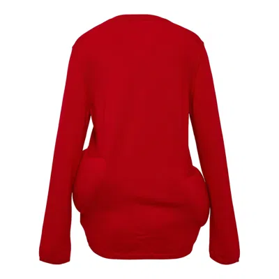 Comme Des Garçons Worsted Wool Jersey Filling Cardigan In Red