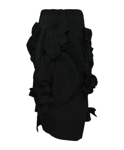 Comme Des Garçons Woven Details Midi Skirt In Black