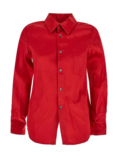 Comme Des Garçons Wrinkled Shirt In Red