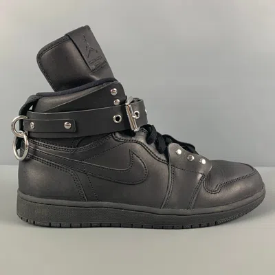 Pre-owned Comme Des Garçons X Aj1 Fw19 Bondage Black Leather High Top Sneakers