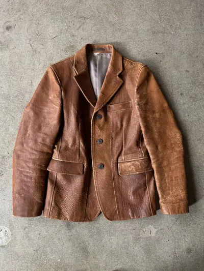Pre-owned Comme Des Garcons X Comme Des Garcons Homme Plus 2007 Comme Des Garçon Homme Plus Tumbled Leather Jacket In Brown