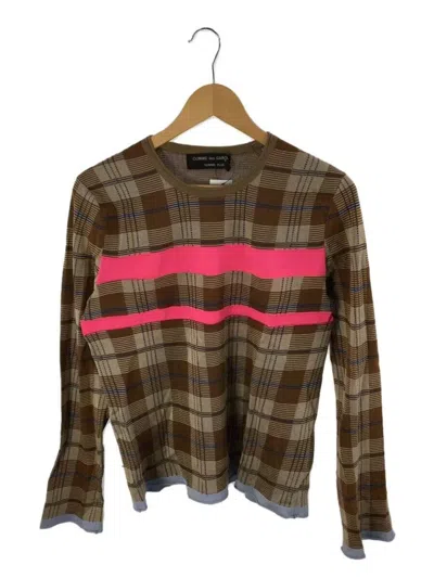 Pre-owned Comme Des Garcons X Comme Des Garcons Homme Plus Ad2001 Cropped Plaid Knit Sweater In Brown