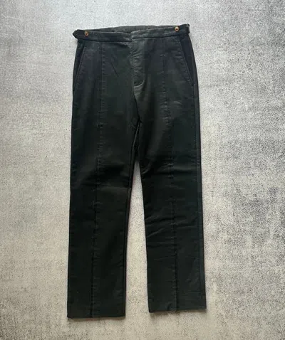 Pre-owned Comme Des Garcons X Comme Des Garcons Homme Plus Ad2002 Leather Panel Insert Trousers In Black