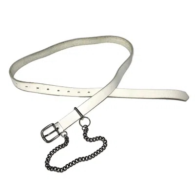 Pre-owned Comme Des Garcons X Comme Des Garcons Homme Plus Aw06 Cowhide Leather Belt With Chain In White