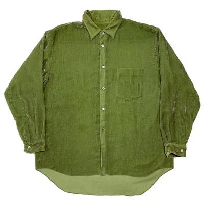 Pre-owned Comme Des Garcons X Comme Des Garcons Homme Plus Aw91 Sheer Rayon-polyester Blend Velour Shirt In Green