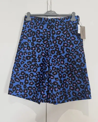 Pre-owned Comme Des Garcons X Comme Des Garcons Homme Plus Fw20 Leopard Animal Shorts (blue)