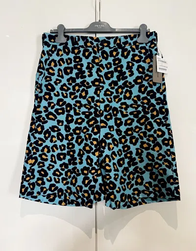 Pre-owned Comme Des Garcons X Comme Des Garcons Homme Plus Fw20 Leopard Animal Shorts (tiffany Blue) (size 30)