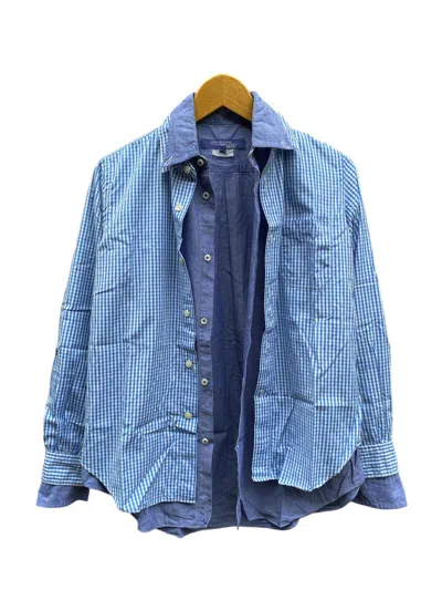 Pre-owned Comme Des Garcons X Comme Des Garcons Homme Plus Junya Watanabe Cdg Hybrid Double Layer Button Shirt In Blue