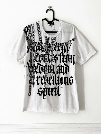 Pre-owned Comme Des Garcons X Comme Des Garcons Homme Plus My Energy Comes From Freedom And A Rebellious Spirit Tshirt In White
