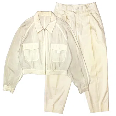 Pre-owned Comme Des Garcons X Comme Des Garcons Homme Ss87 Short Acetate Jacket & Cotton Pants In Cream