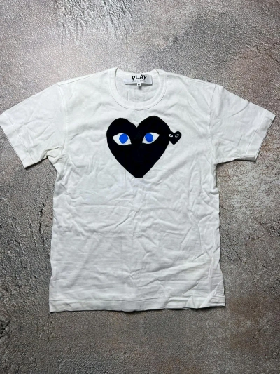 Pre-owned Comme Des Garcons X Comme Des Garcons Play Comme Des Garçons Play Black Heart Archive Japan Style Tee In White