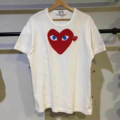 Pre-owned Comme Des Garcons X Comme Des Garcons Play Embroided Love Tee In White