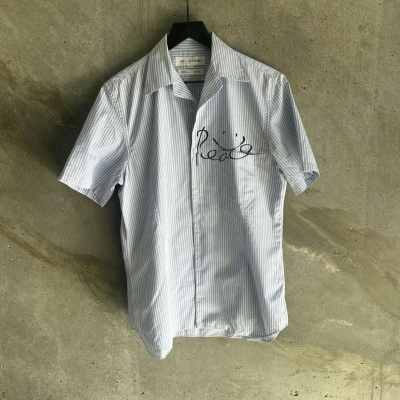Pre-owned Comme Des Garcons X Comme Des Garcons Shirt 2000s Cdg Shirt “peace” Striped Button Up (size Medium)