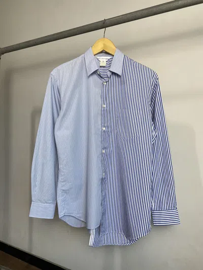 Pre-owned Comme Des Garcons X Comme Des Garcons Shirt 2015 Cdg Halfside Hybrid Striped Shirt (size Medium)