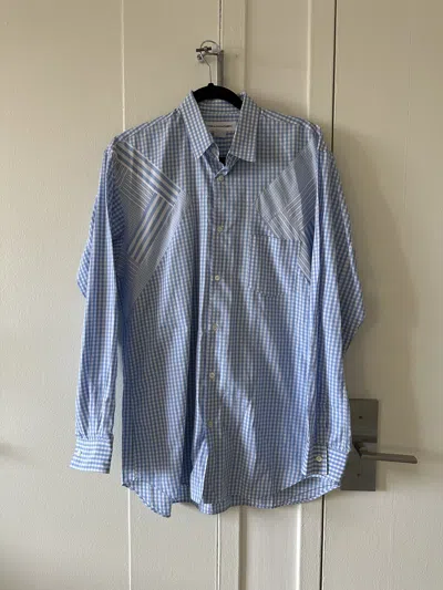 Pre-owned Comme Des Garcons X Comme Des Garcons Shirt Abstract Paneled Button Up Shirt In Blue White
