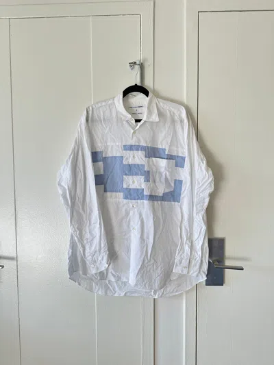 Pre-owned Comme Des Garcons X Comme Des Garcons Shirt Abstract Paneled Button Up Shirt In White Blue