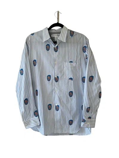 Pre-owned Comme Des Garcons X Comme Des Garcons Shirt Comme Des Garcons Multi Striped Face Logo Button Up Shirt