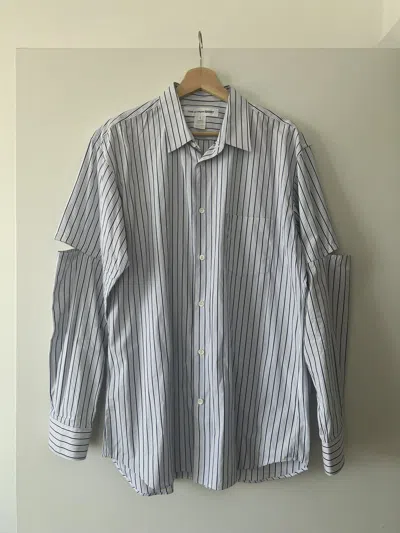 Pre-owned Comme Des Garcons X Comme Des Garcons Shirt Comme Des Garçons Shirt Blue Striped Button-up (size Large)
