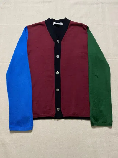 Pre-owned Comme Des Garcons X Comme Des Garcons Shirt Comme Des Garçons Shirtcolor Block Cardigan Size Medium In Red/green/blue