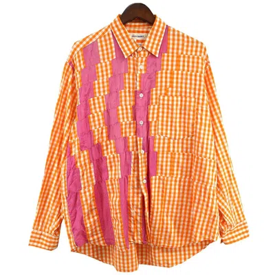 Pre-owned Comme Des Garcons X Comme Des Garcons Shirt Oversized Patchwork Gingham Check Button Up Shirt In Orange