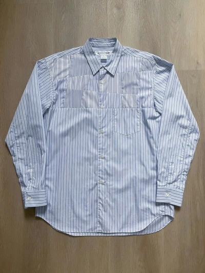 Pre-owned Comme Des Garcons X Comme Des Garcons Shirt Poplin Stripe Patchwork Shirt In Blue