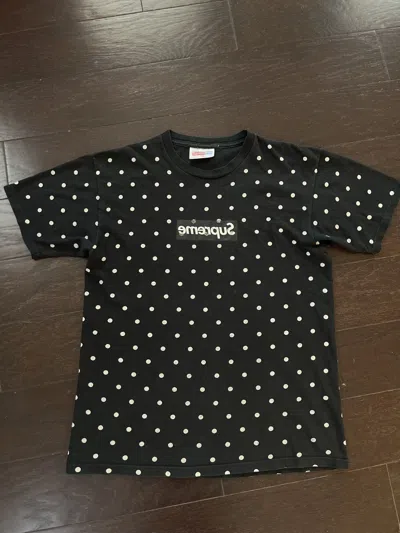 Pre-owned Comme Des Garcons X Comme Des Garcons Shirt Supreme X Cdg Polka Dot Box Logo Tee M In Black