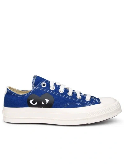 Comme Des Garcons X Converse Blue Canvas Sneakers In White