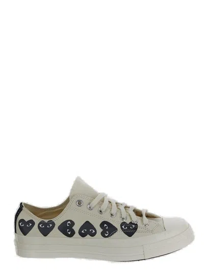 Comme Des Garçons X Converse Chuck 70 Heart Printed Lace-up Sneakers In Beige