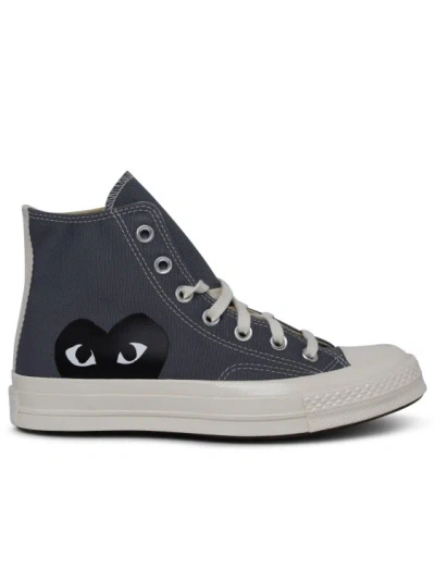 Comme Des Garcons X Converse High Top Grey Canvas Sneakers In Black