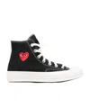 Comme Des Garçons High-top Sneakers With Classic Canvas Upper And Iconic Heart Detail In White