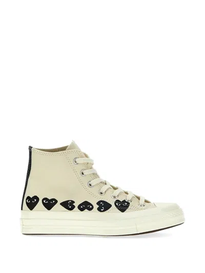 Comme Des Garçons X Converse Play Heart-print Sneakers In Neutral