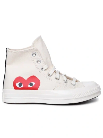 Comme Des Garcons X Converse Red Heart High Sneaker In White