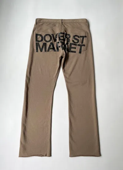Pre-owned Comme Des Garcons X Dover Street Market Back Logo Flared Leg Sweatpants In Tan/black