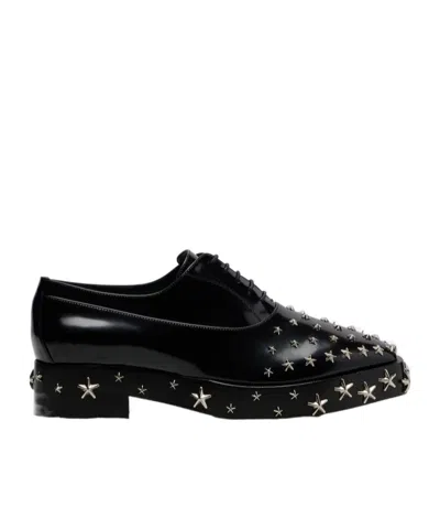 Comme Des Garçons X Jimmy Choo Embellished Leather Oxford Shoes In Black