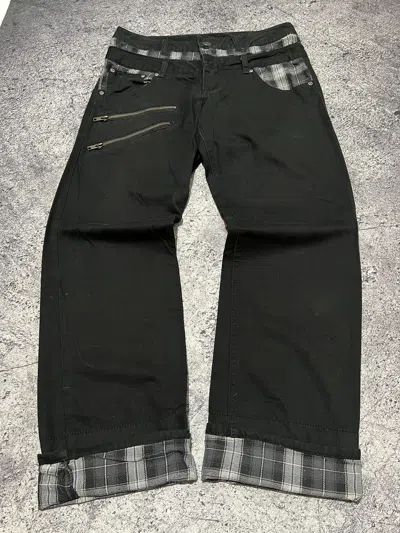 Pre-owned Comme Des Garcons X Junya Watanabe 2000s Archival Japanese Double Waist Baggy Y2k Style In Black